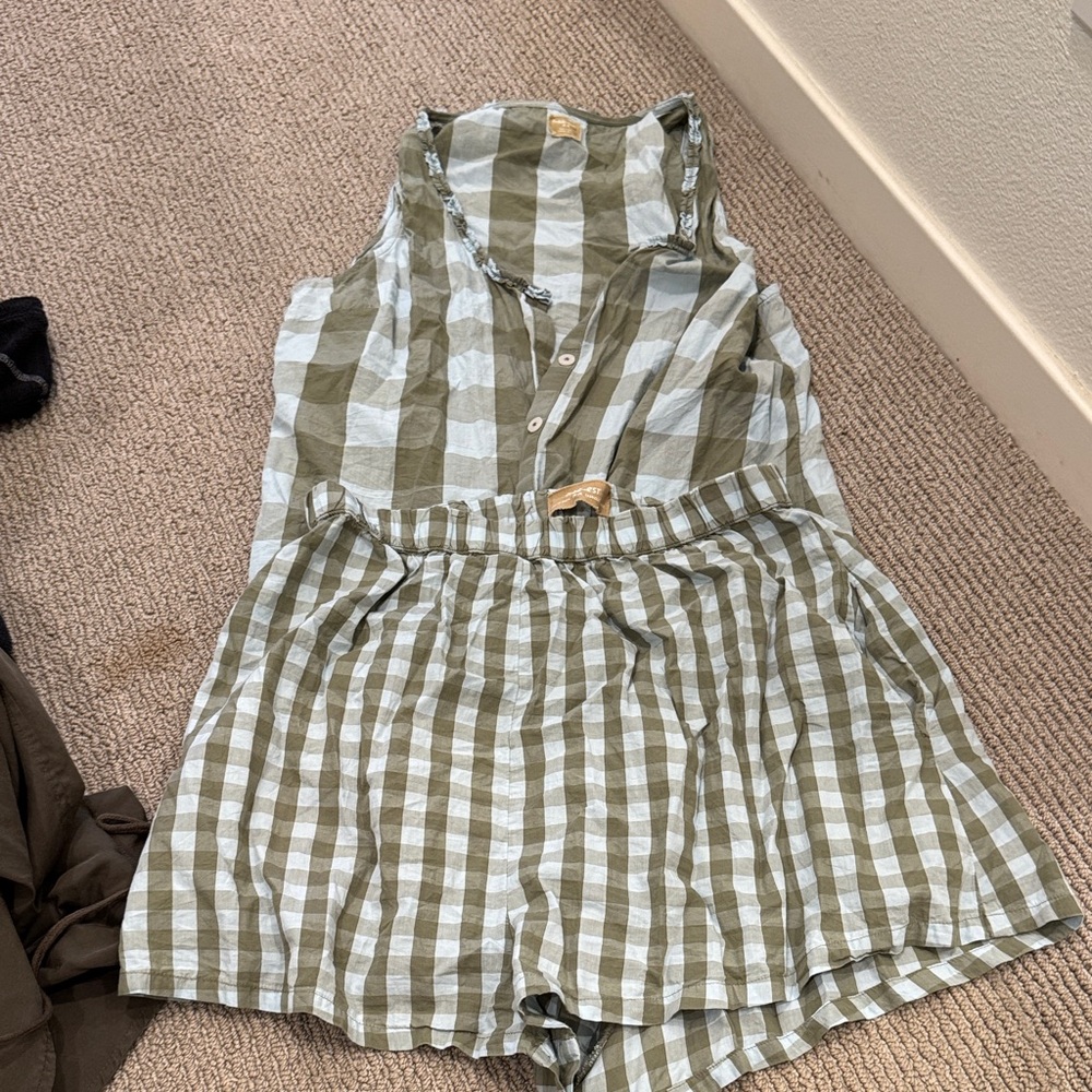 Free People Gingham short and top SET M